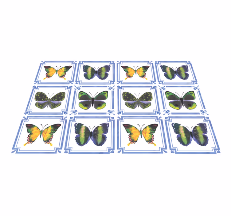 tapis vinyle animal Carreaux de papillons colorés - TenStickers
