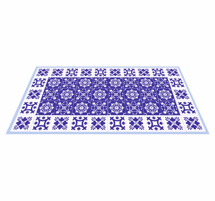 Tapis vinyle salle de bain motif en céramique bleue - TenStickers