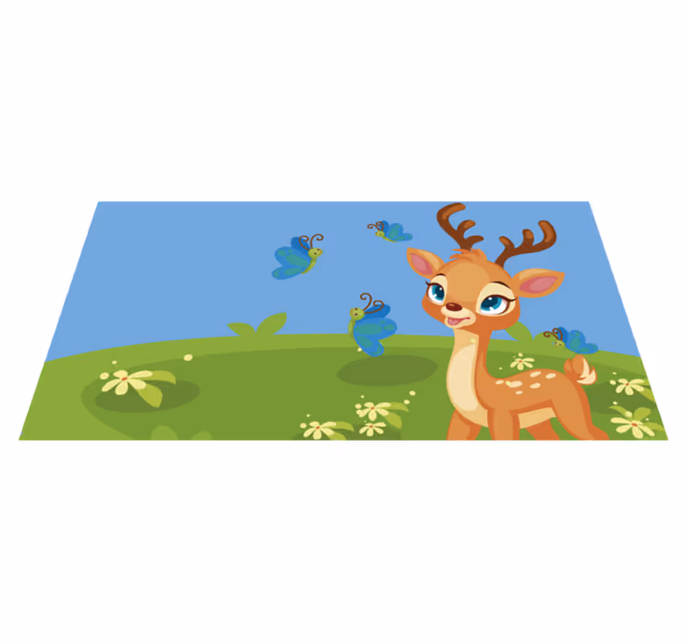 tapis vinyle animal Cerf de dessin animé mignon - TenStickers