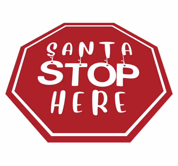 Tapis vinyle noël panneau d'arrêt du père noël - TenStickers