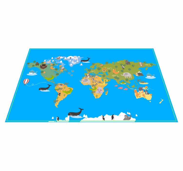 Tapis vinyle carte du monde monde éducatif - TenStickers