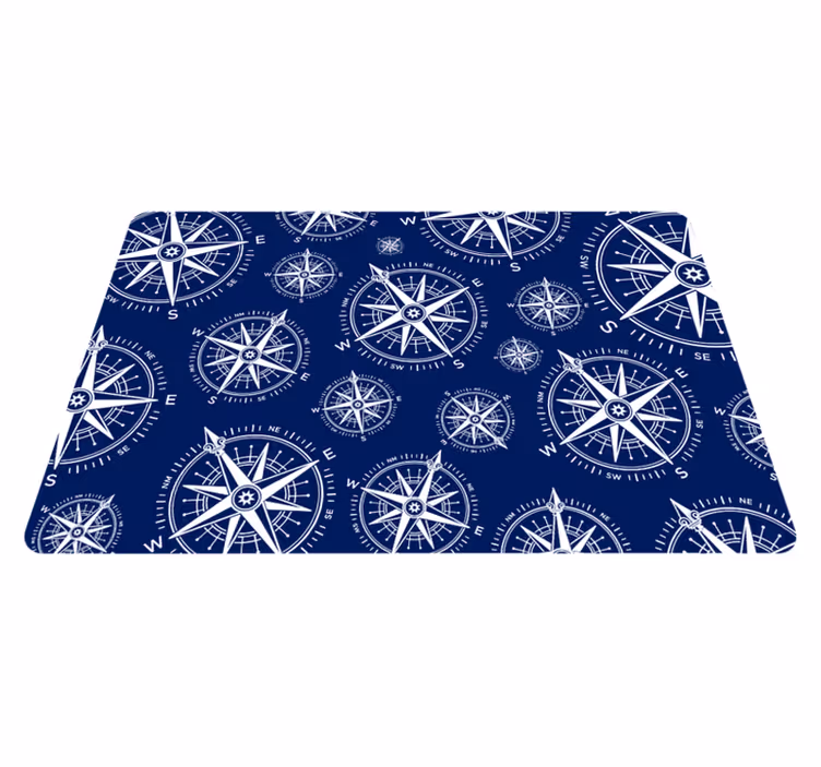 Tapis vinyle carte du monde modèle de boussole nautique - TenStickers