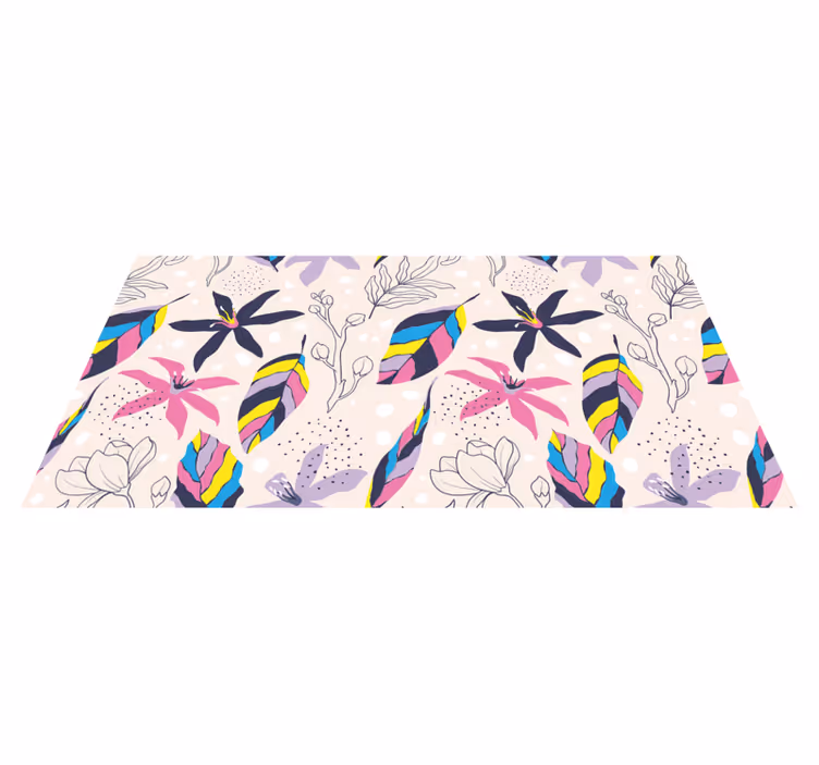 Tapis vinyle plantes fantaisie florale - TenStickers
