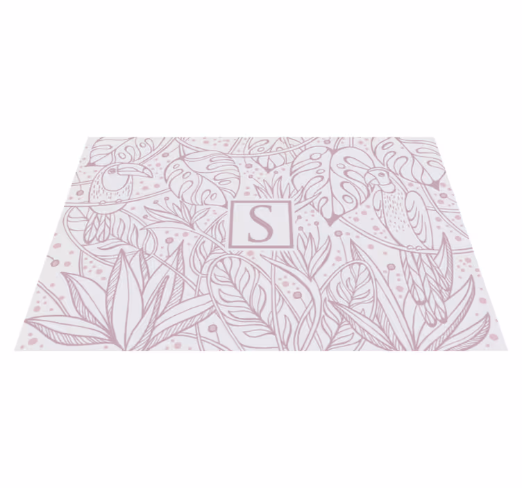 tapis vinyle avec nom Jungle personnalisée rose - TenStickers