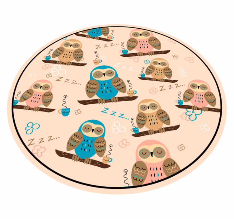 Tapis vinyle bébé cercle sur le thème du hibou - TenStickers