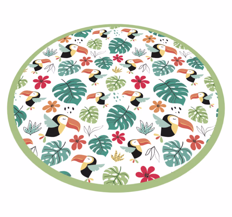 tapis vinyle animal Feuilles tropicales et oiseaux - TenStickers