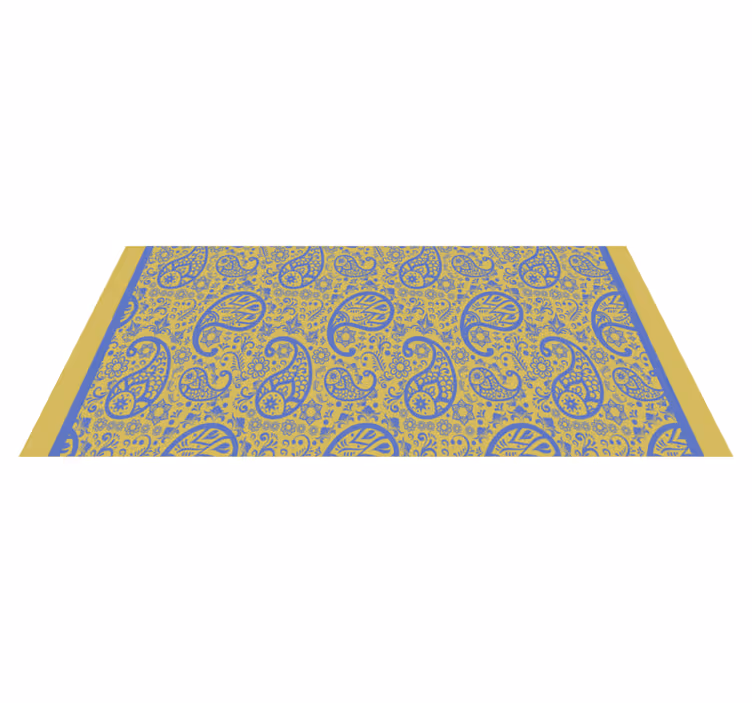 tapis vinyle moderne Paisley jaune et bleu - TenStickers