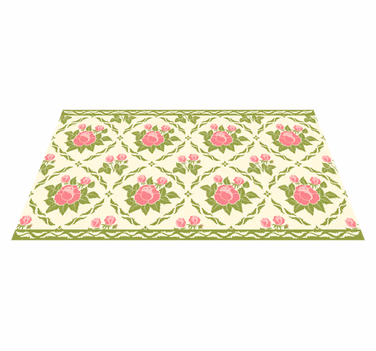Tapis vinyle plantes motif floral rose - TenStickers