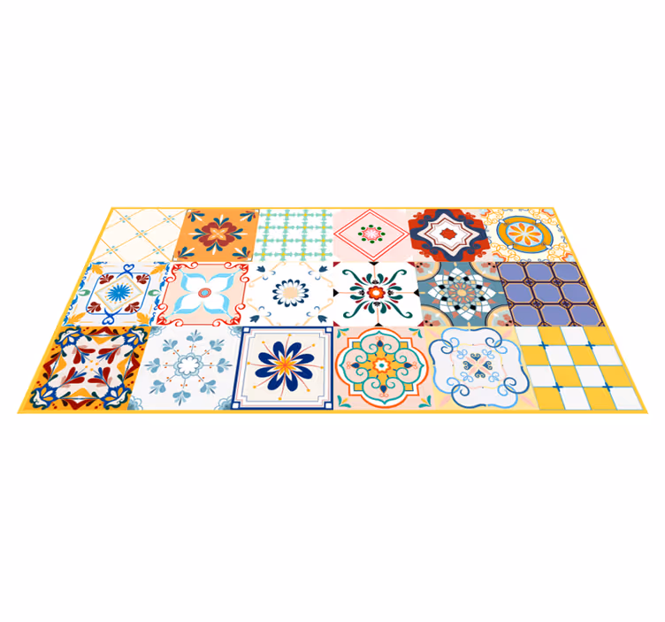 Tapis vinyle carreaux de ciment colorés - TenStickers