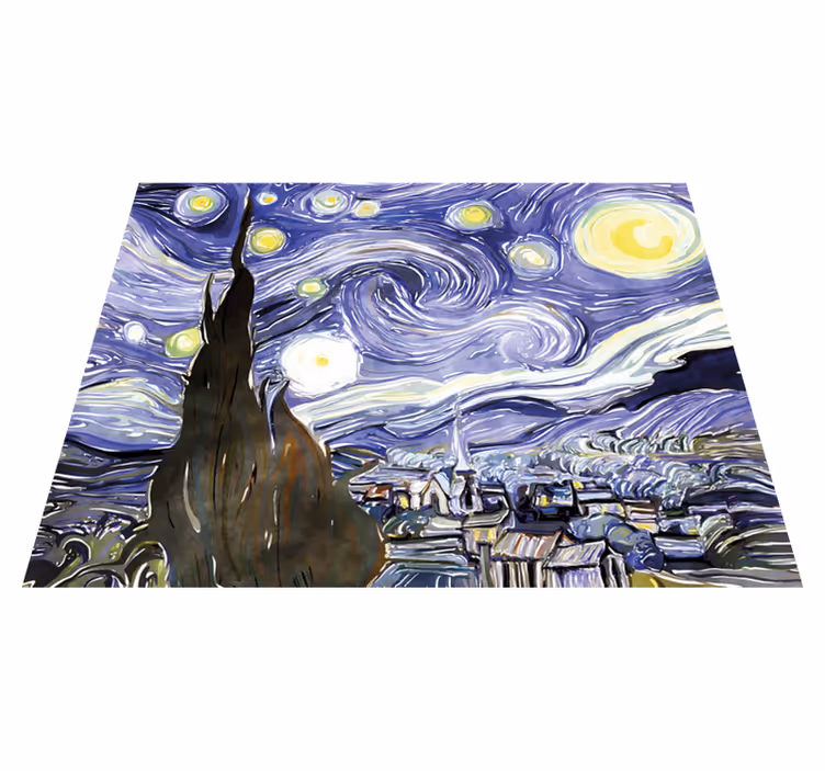 Tapis vinyle vintage interprétation de la nuit étoilée - TenStickers