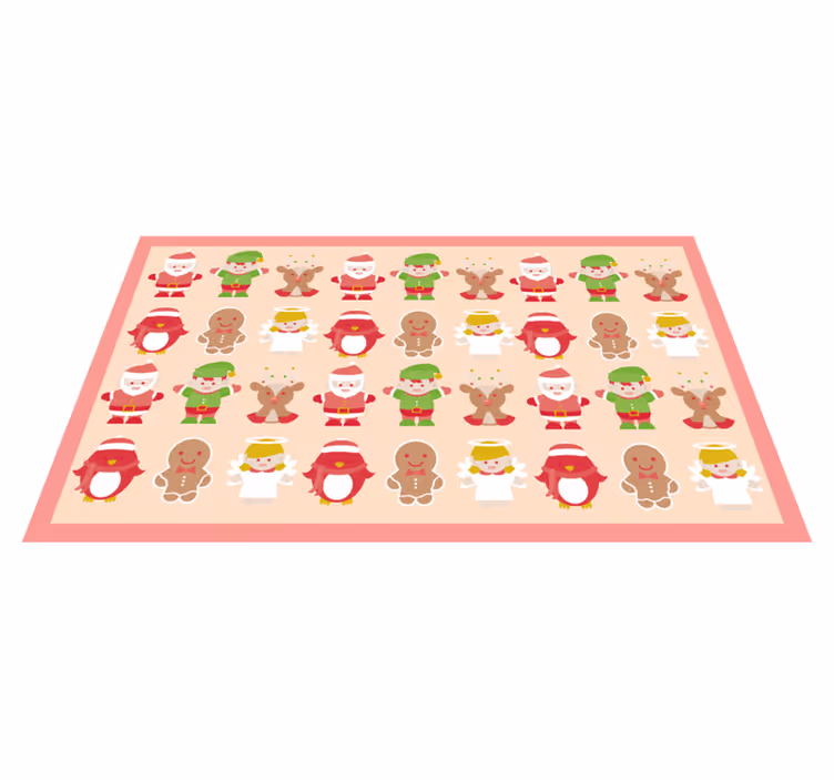 Tapis de vinyle de noël de rennes et elfes de dessin animé - TenStickers