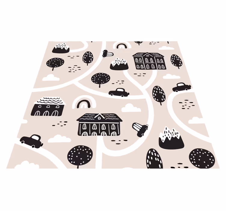 tapis vinyle de rue Routes en noir et blanc - TenStickers