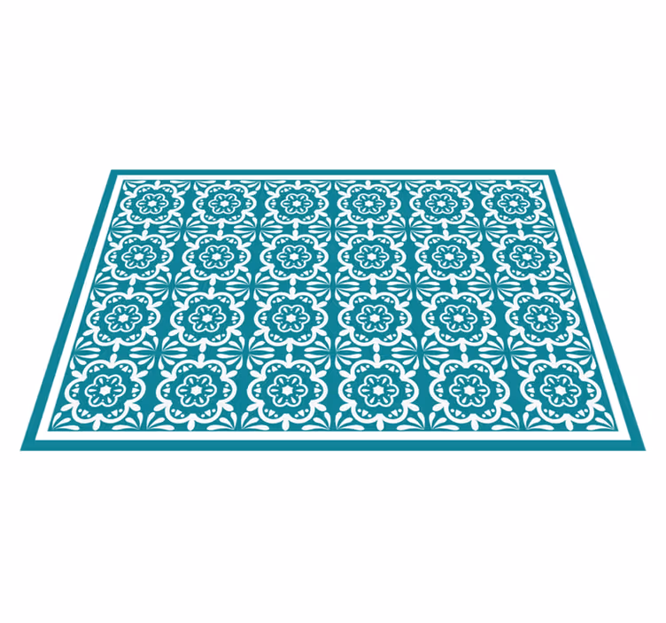 tapis vinyle carreaux Fleurs bleues - TenStickers