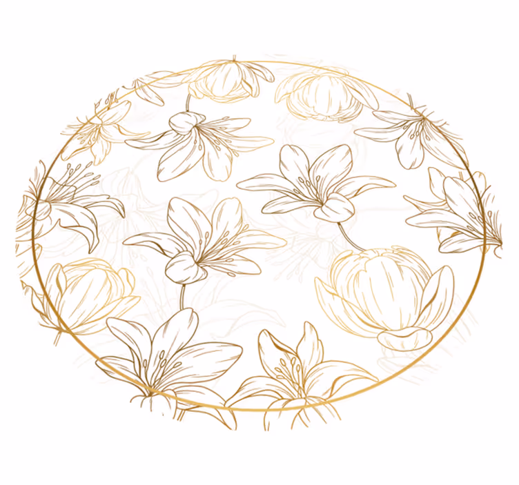 Tapis vinyle plantes motif de cercle floral - TenStickers