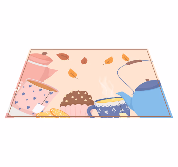 Tapis vinyle plantes illustration de l'heure du thé - TenStickers