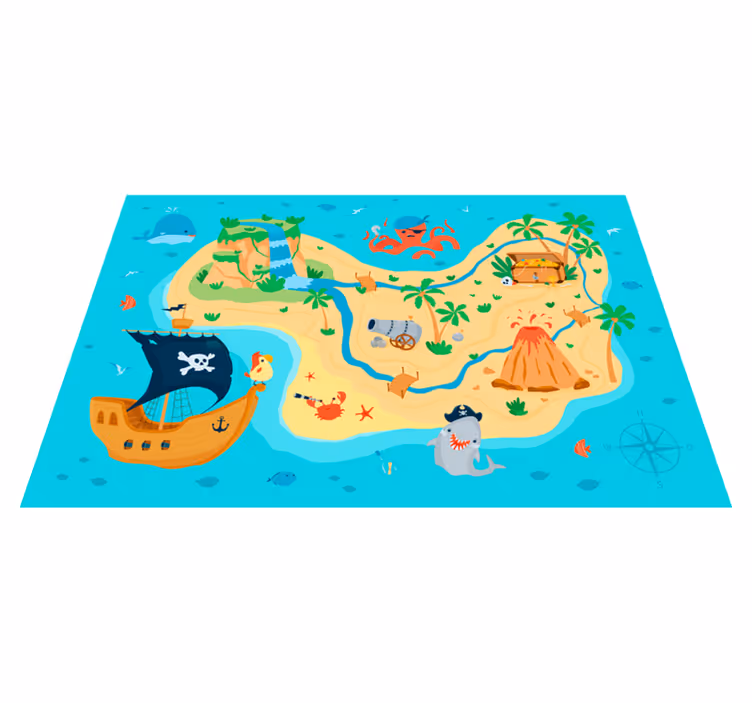 Tapis vinyle jeux carte d'aventure des pirates - TenStickers