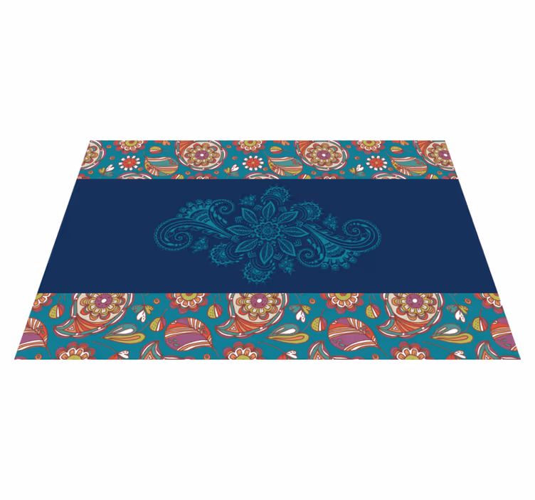 tapis vinyle couloir Bleu paisley - TenStickers