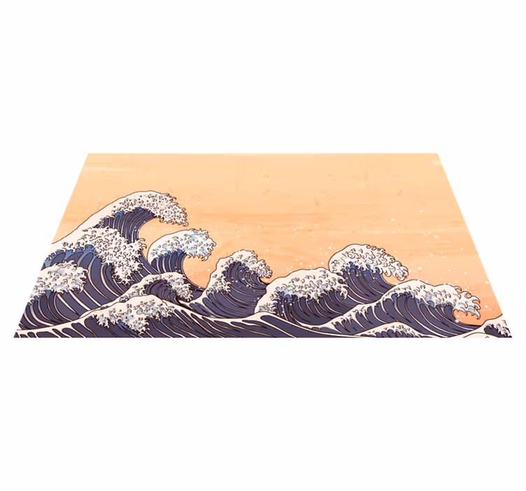 Tapis vinyle salle de bain modèle de vague océanique - TenStickers