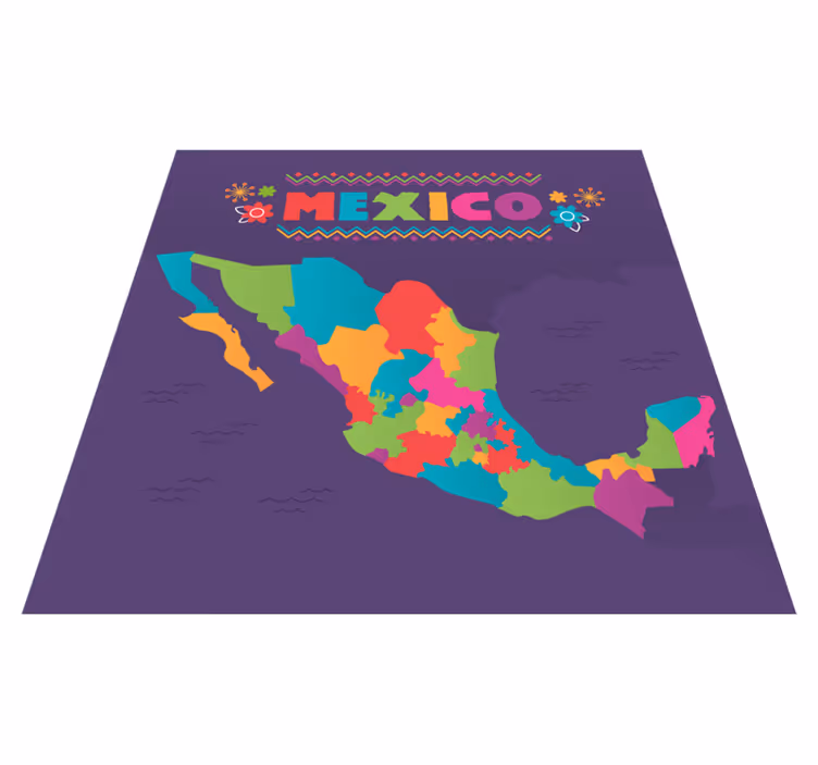 Tapis vinyle carte du monde carte colorée du mexique - TenStickers