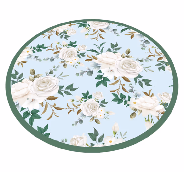 Tapis vinyle plantes composition circulaire florale - TenStickers