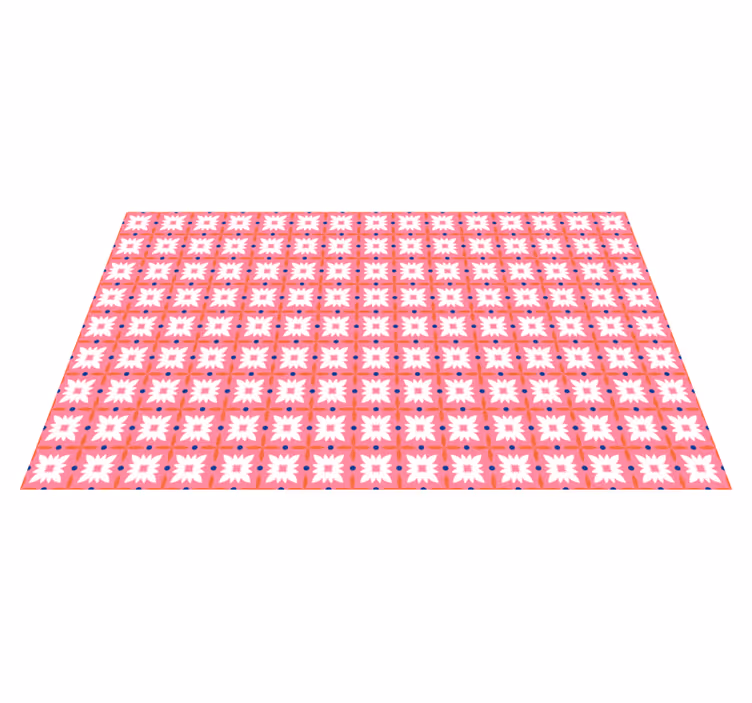 tapis vinyle mosaique Carreaux colorés floraux - TenStickers