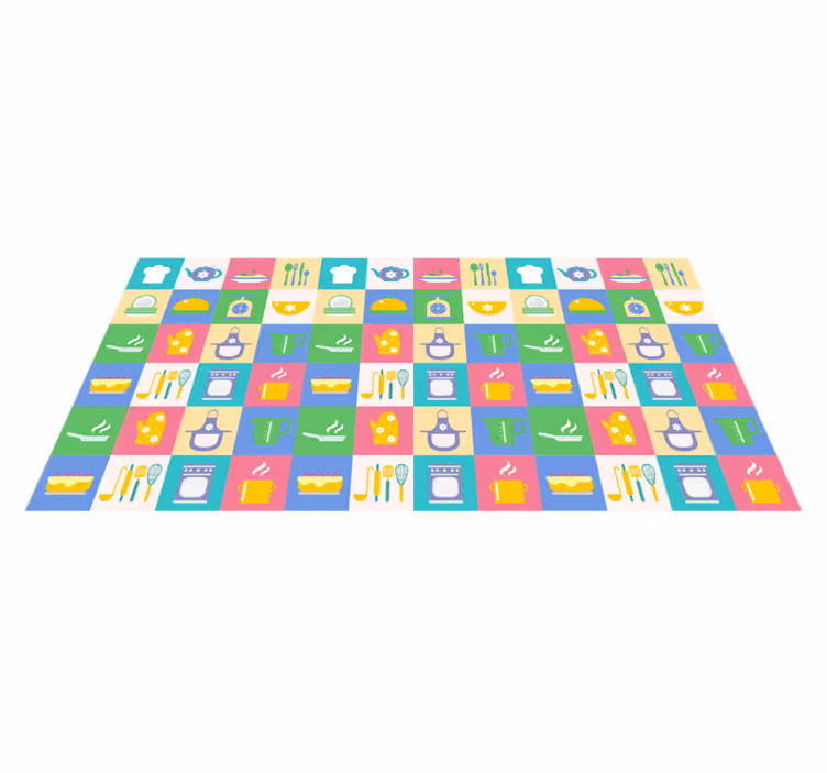 Tapis vinyle cuisine icônes de cuisine colorées - TenStickers