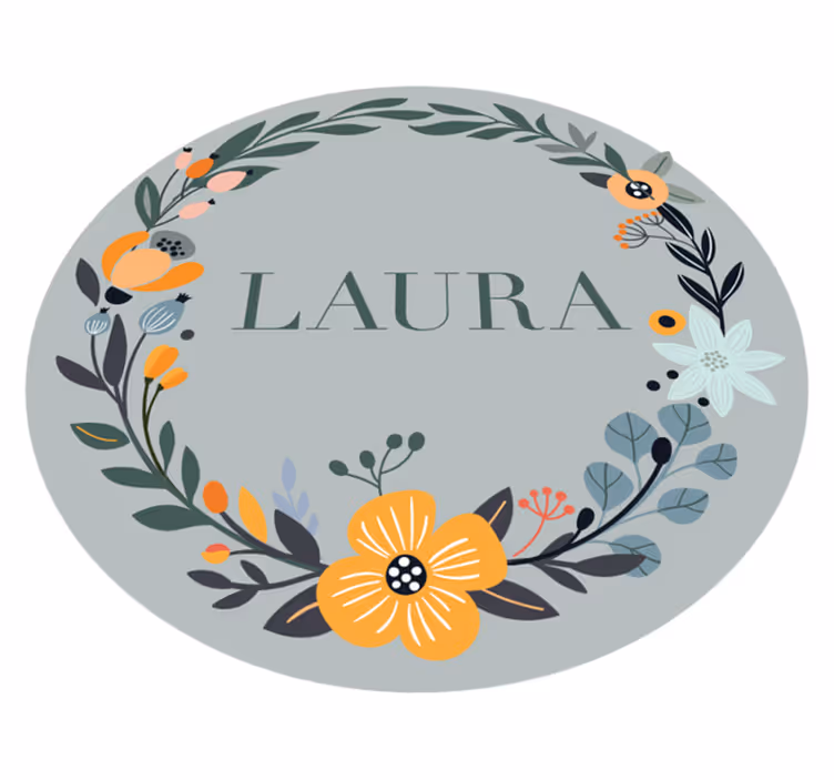 Tapis vinyle avec nom Fleurs décoratives  - TenStickers