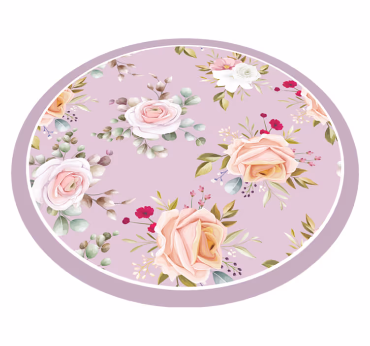 Tapis vinyle plantes élégance du cercle floral - TenStickers