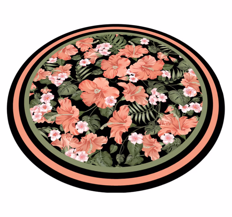 Tapis vinyle plantes motif circulaire floral - TenStickers