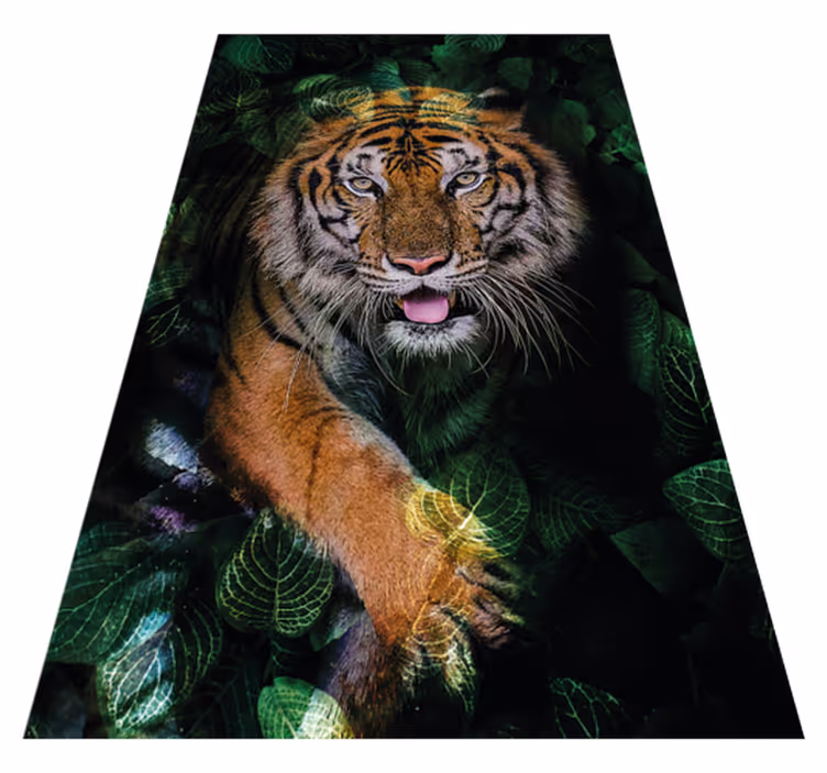 Tapis vinyle animal représentation du feuillage du tigre - TenStickers