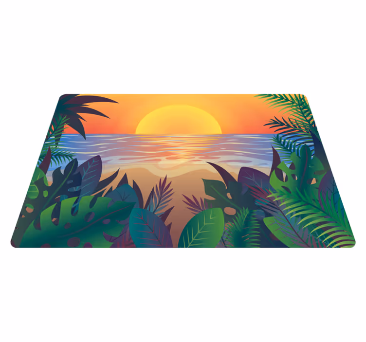 Tapis vinyle nature coucher de soleil tropical - TenStickers