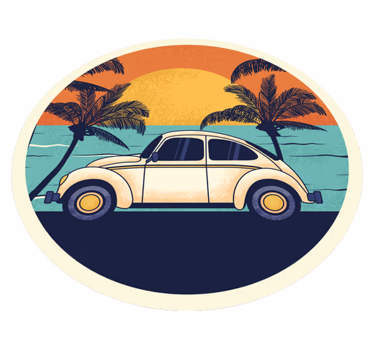 Tapis vinyle vintage paysage de voiture rétro - TenStickers
