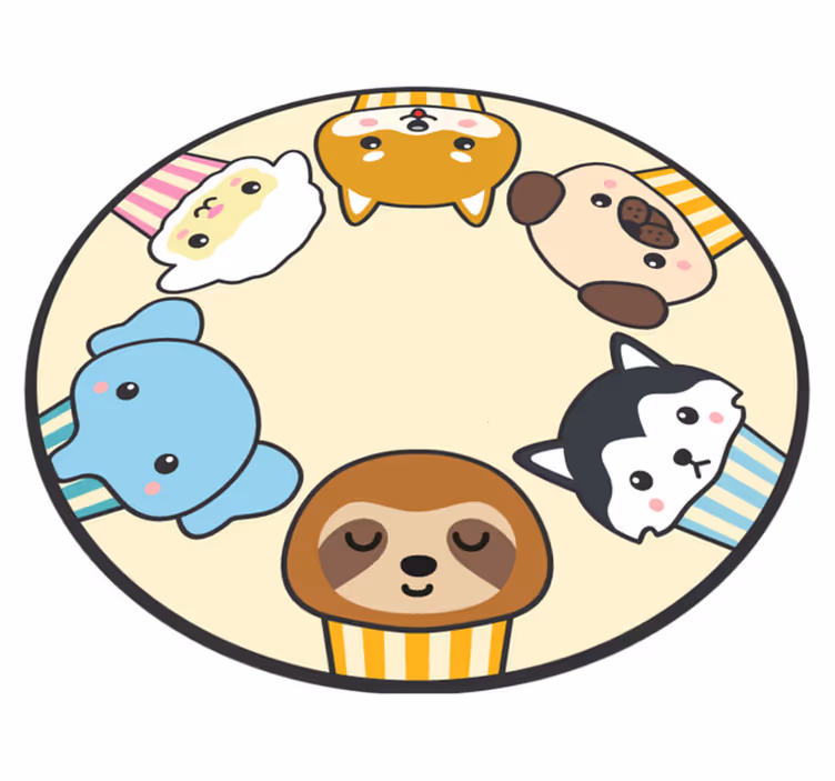 Tapis vinyle pour enfants visages d'animaux cartoon - TenStickers