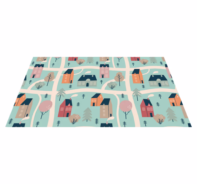 Tapis vinyle pour enfants les enfants jouent au village - TenStickers