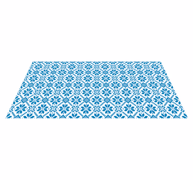 Tapis vinyle carreaux de ciment motif de carreaux bleus - TenStickers