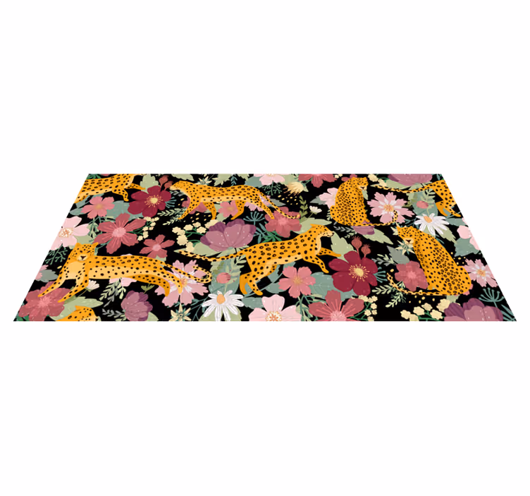 tapis vinyle cuisine Fleurs imprimées léopard - TenStickers
