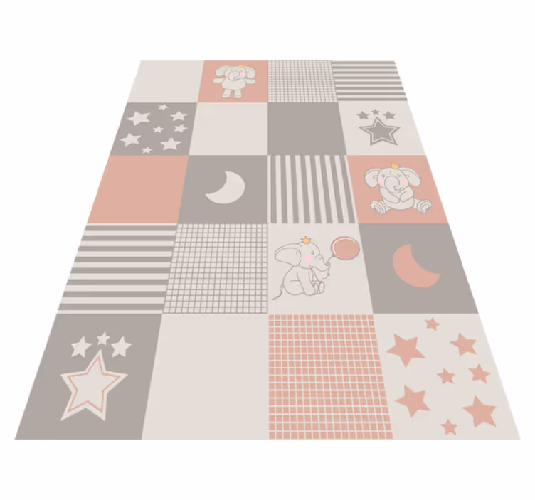 Tapis vinyle pour enfants Éléphant en patchwork - TenStickers