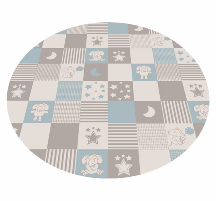 Tapis vinyle patchwork nordique avec éléphants - TenStickers