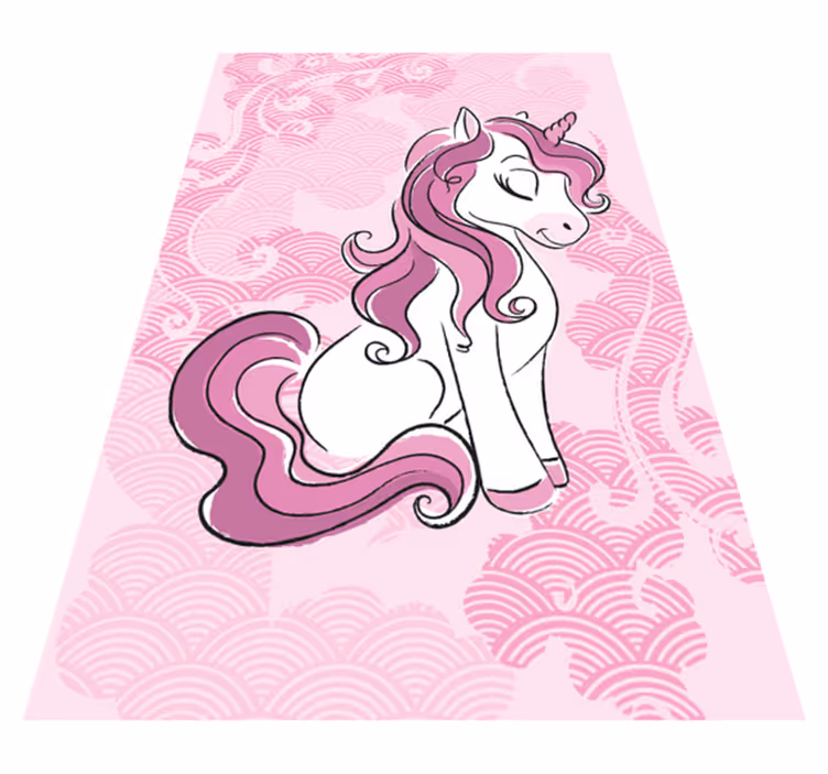 tapis vinyle pour enfants Licorne sautant sur les nuages - TenStickers