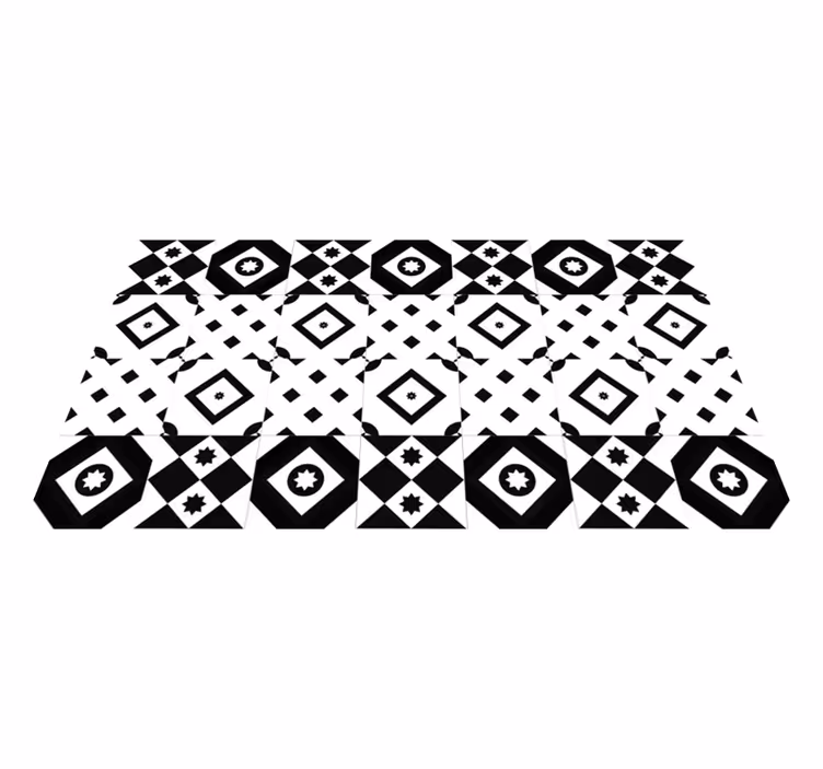 Tapis vinyle cuisine formes géométriques monochromes - TenStickers