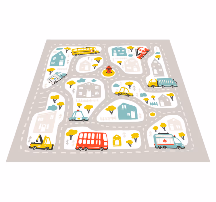 Tapis vinyle pour enfants circuit de jeu urbain - TenStickers