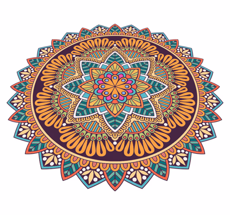 Tapis vinyle mandala Fleur de mandala coloré - TenStickers