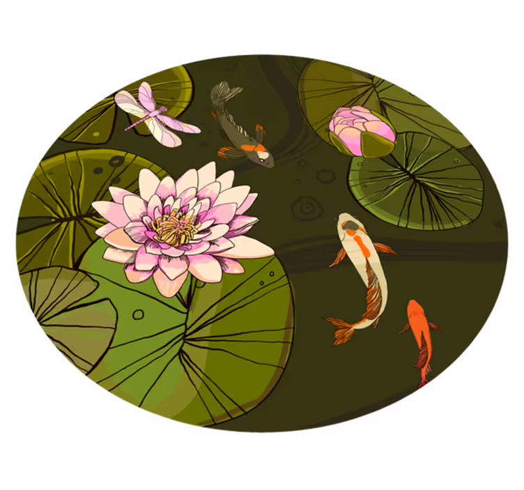 Tapis vinyle plantes illustration de la faune de l'étang - TenStickers