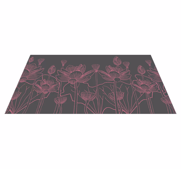 Tapis vinyle plantes croquis de contour floral - TenStickers