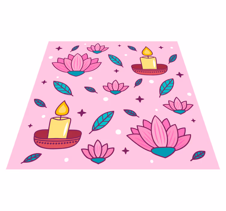 Tapis vinyle salon Bougie de lotus - TenStickers