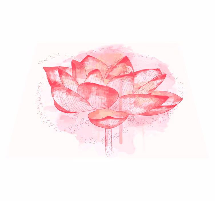 Tapis vinyle plantes lotus aquarelle - TenStickers