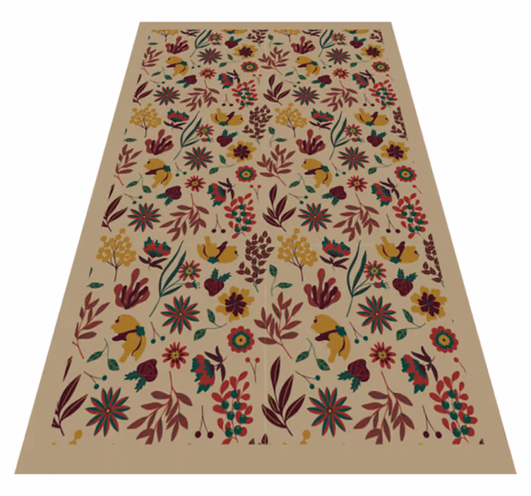 Tapis vinyle retro Fleuri beige - TenStickers