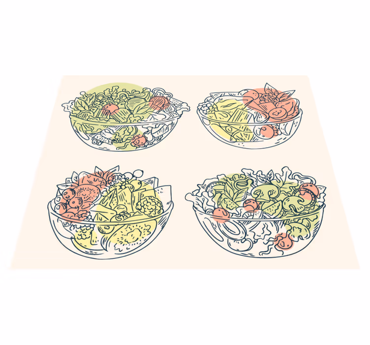 tapis vinyle cuisine Salade de dessin animé dans un bol - TenStickers