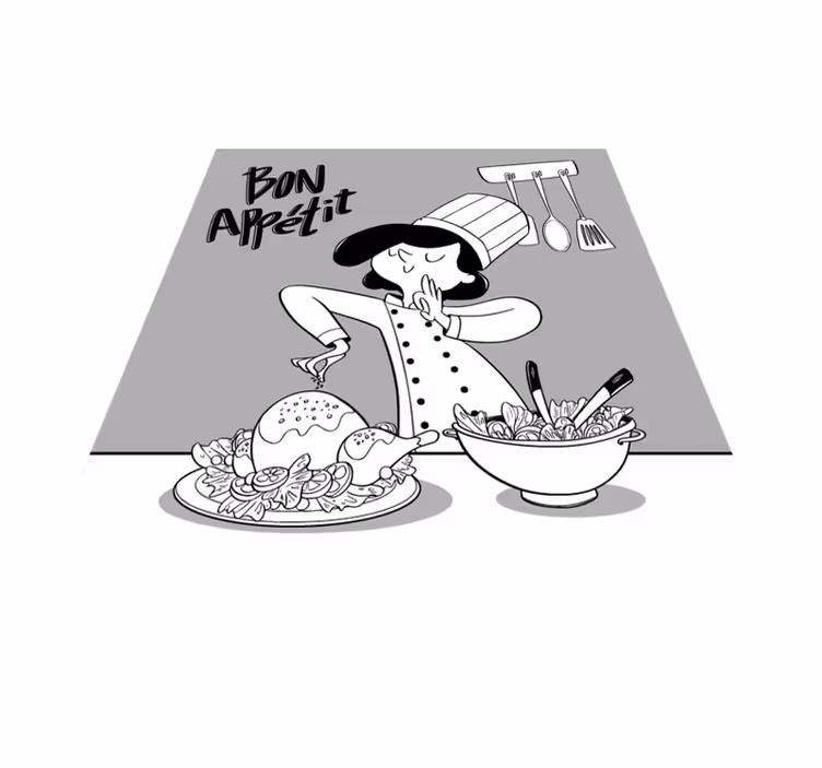 Tapis vinyle cuisine illustration de chef de dessin animé - TenStickers