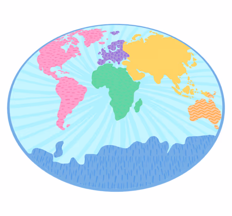 Tapis vinyle carte du monde cercle de carte coloré - TenStickers